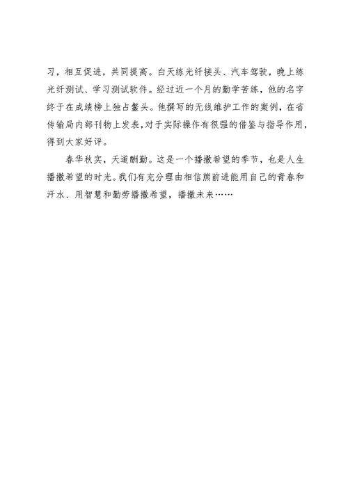 无线技术人员优秀事迹材料