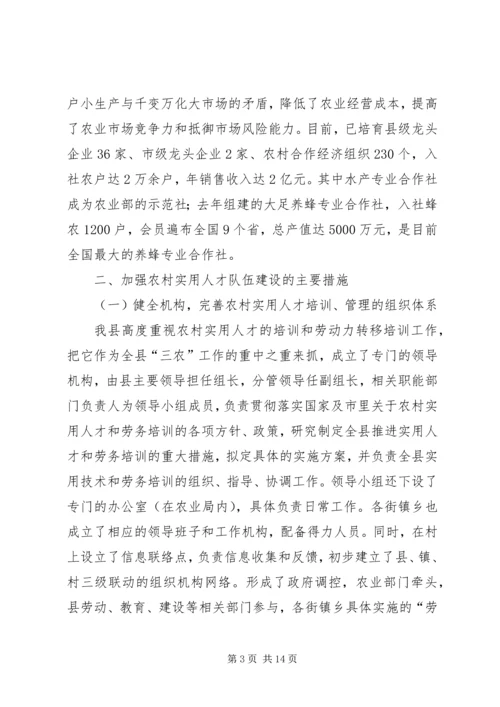 在新农村实用人才队伍建设座谈会上的汇报.docx