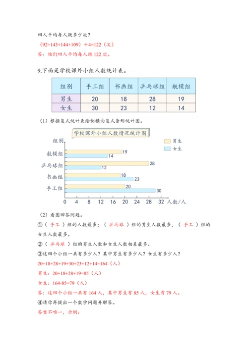 《第八单元复习》（教案）人教版四年级数学下册