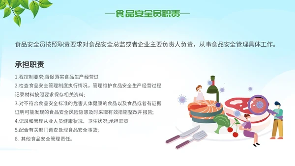 绿色大气插画食品安全两个责任主题PPT模板