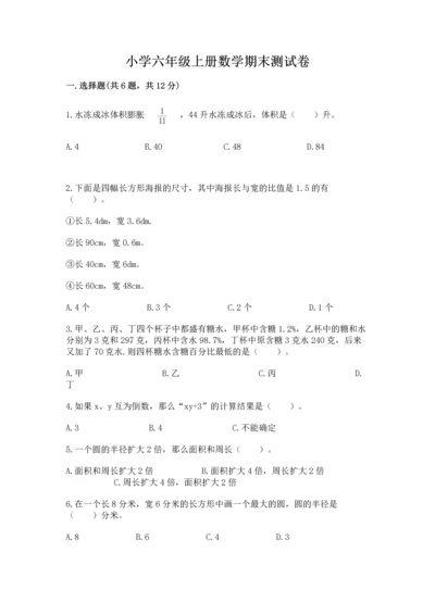 小学六年级上册数学期末测试卷含答案（能力提升）.docx