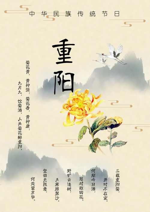 中国传统节日重阳节老人节海报