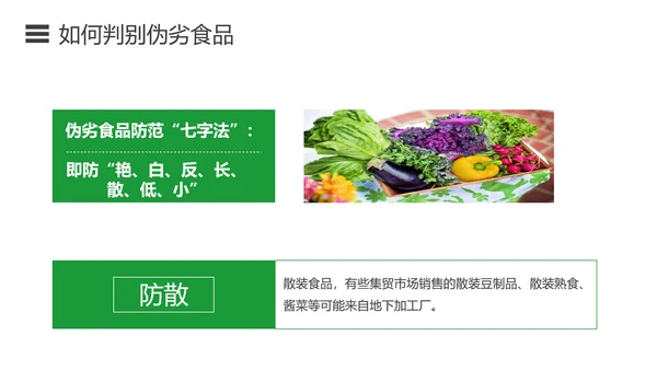 如何预防食品安全事故绿色蔬菜PPT模板