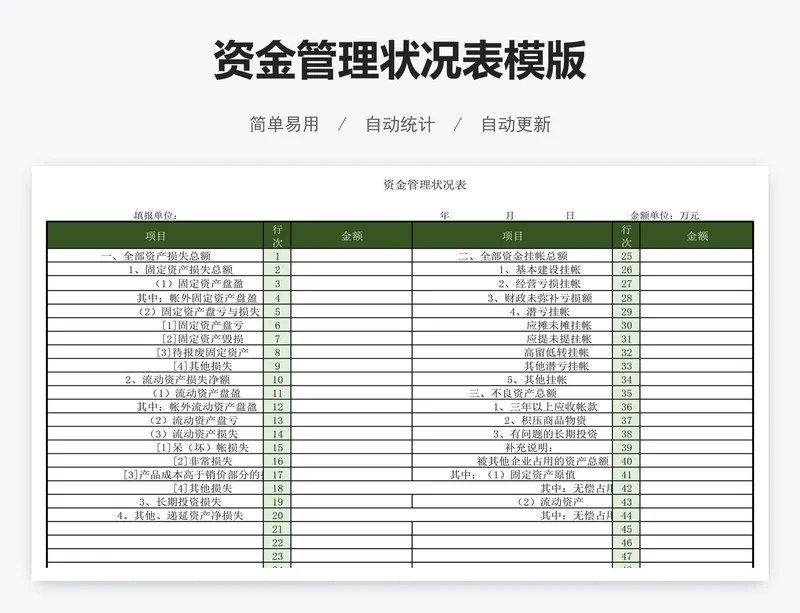 资金管理状况表模版