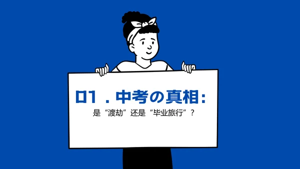 蓝色可爱风简笔画中考动员大会PPT模板