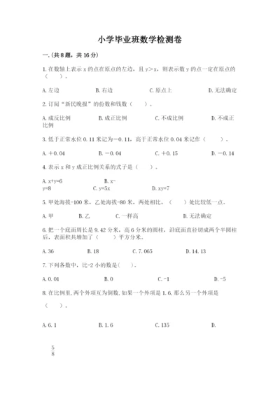 小学毕业班数学检测卷精品【必刷】.docx