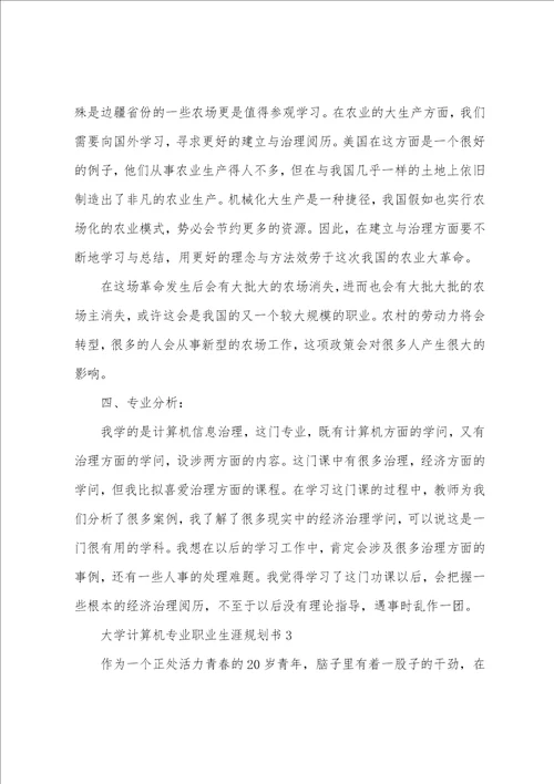 大学计算机专业职业生涯规划书