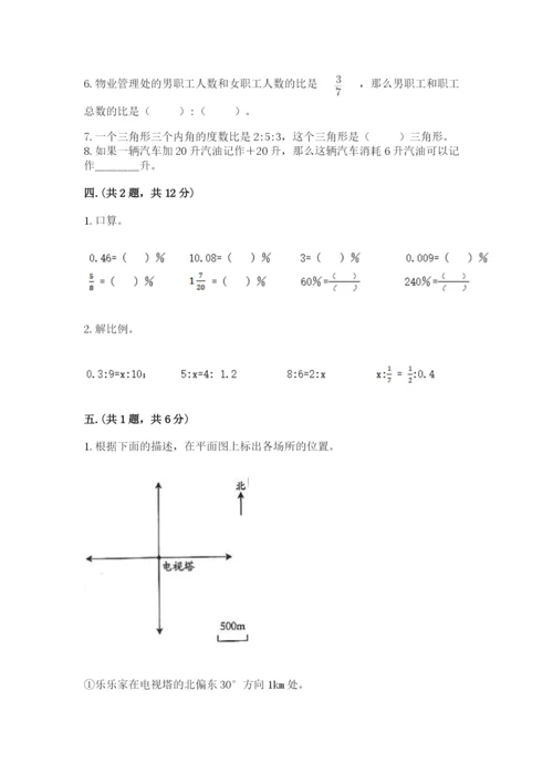 小学六年级数学摸底考试题精品（能力提升）.docx