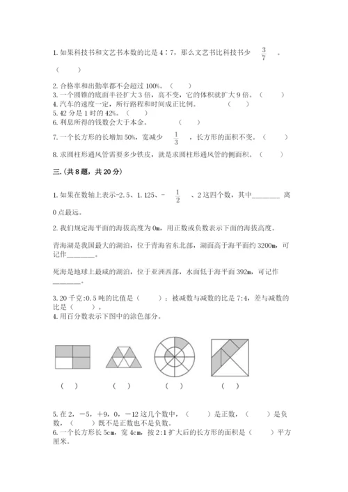 人教版小升初数学模拟试卷带答案（夺分金卷）.docx