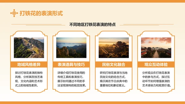 黄色中国风打铁花非遗文化介绍PPT模板