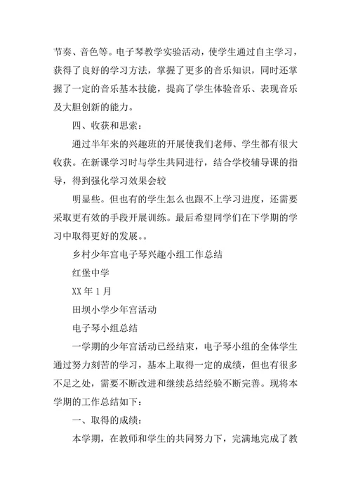 乡村少年宫电子琴活动总结