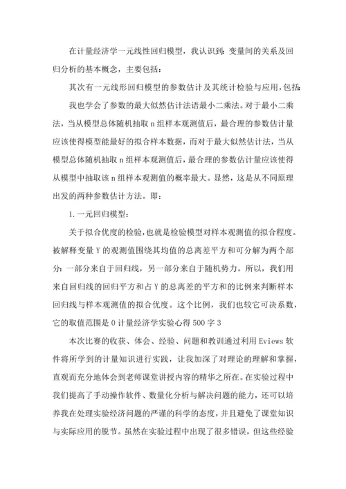 计量经济学实验心得500字5篇.docx