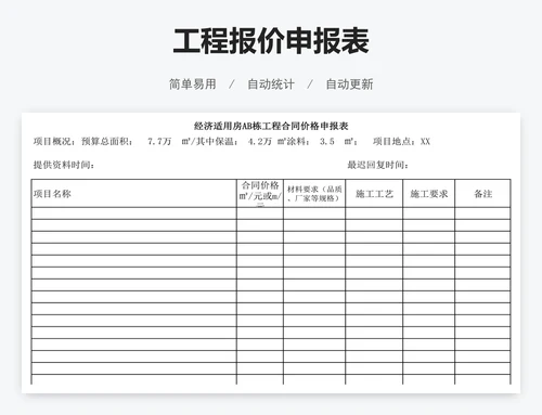 工程报价申报表