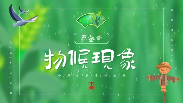 绿意春天小满时节二十四节气通用PPT模板