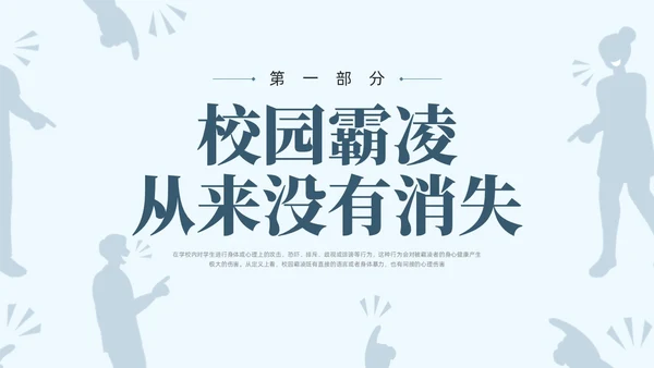 蓝色简约大学校园欺凌PPT培训课件