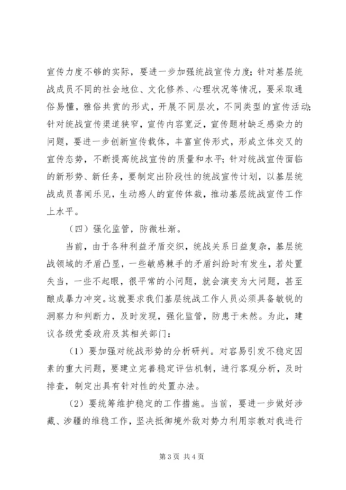 基层统战的工作调研报告范文.docx