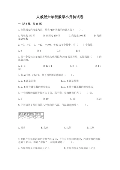 人教版六年级数学小升初试卷精品（夺冠系列）.docx