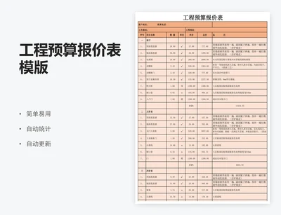 工程预算报价表模版