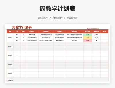 周教学计划表