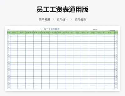 员工工资表通用版