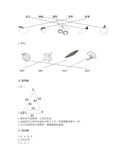 教科版一年级上册科学期末测试卷及参考答案（考试直接用）.docx