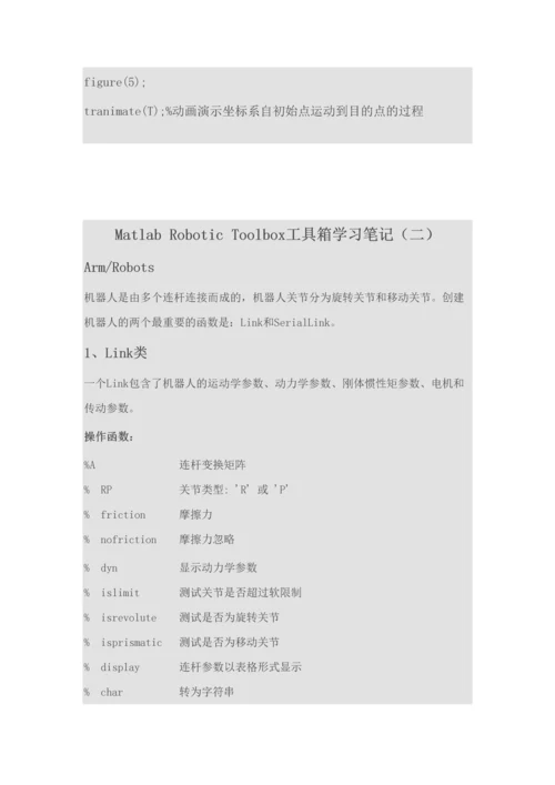 2023年MatlabRoboticToolbox工具箱学习笔记.docx