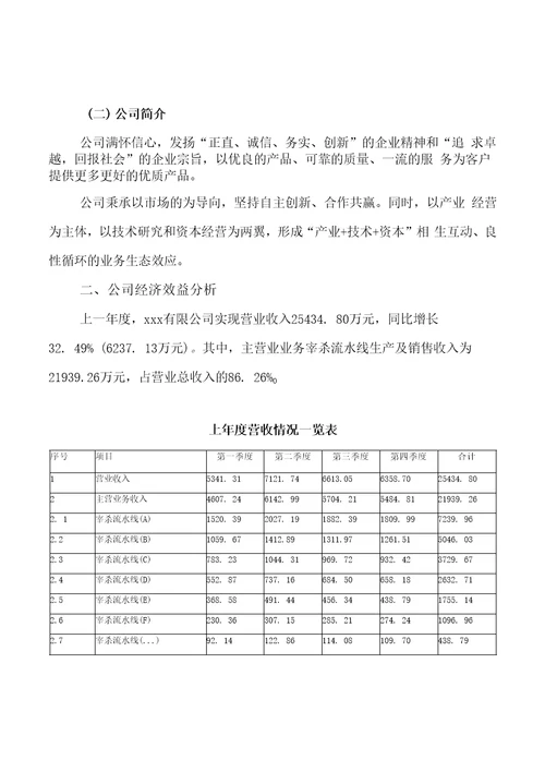 年产xx宰杀流水线项目投资分析报告可编辑