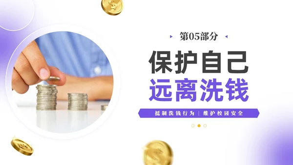 紫色简约实拍风校园反洗钱教育PPT