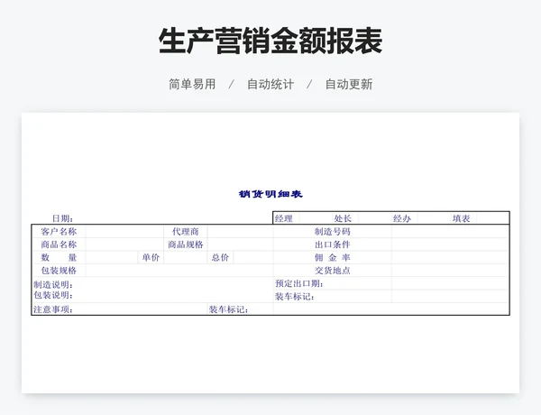 生产营销金额报表