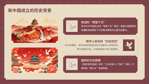 红黄色复古风国庆PPT模板