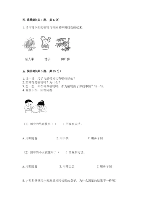 教科版一年级上册科学期末测试卷a4版可打印.docx