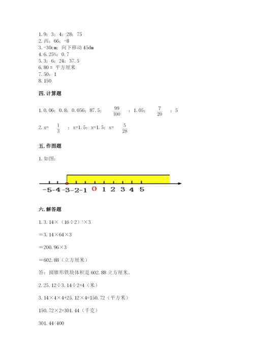 人教版六年级下册数学期末测试卷含答案【模拟题】.docx