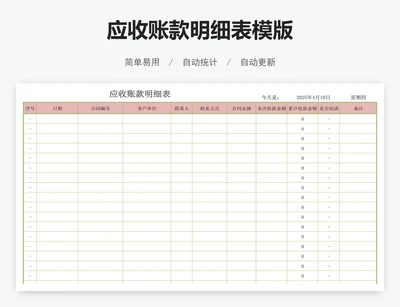 应收账款明细表模版