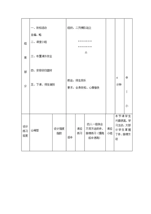 田径接力跑教案