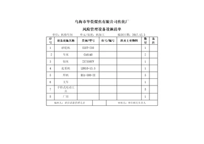 机修车间机加工设备设施清单SCL