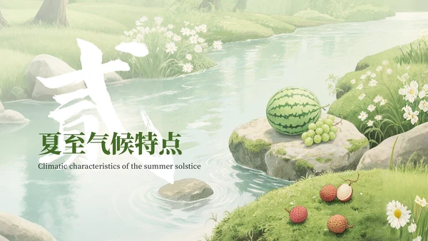 绿色简约中国传统二十四节气之夏至科普课件PPT模板