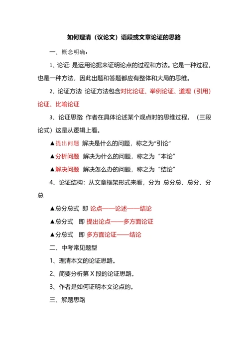 如何理清（议论文）语段或文章论证的思路.docx