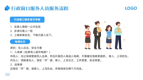 蓝色简约行政窗口服务礼仪PPT模板宣传PPT动态PPT窗口服务礼仪培训