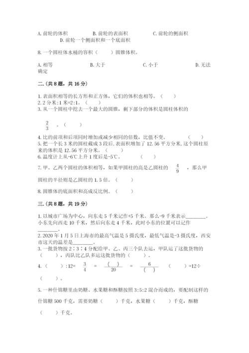 河南省平顶山市六年级下册数学期末测试卷（必刷）.docx