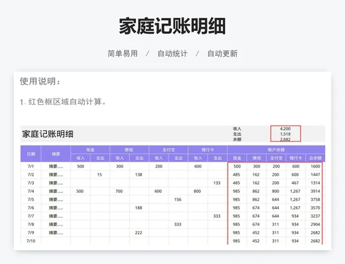 家庭记账明细