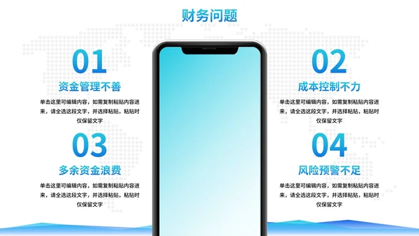 蓝色渐变卡通插画经营分析汇报总结PPT模板