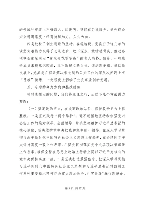公安班子成员民主生活会对照检查材料.docx