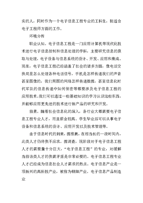 大学生职业生涯规划书(电子信息工程专业)(共10页)