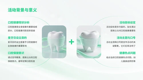 绿色简约风爱牙日知识宣传科普PPT
