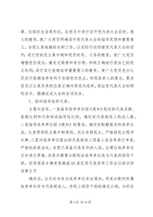 县乡镇党委换届XX县区党代表选举工作会议培训讲话.docx