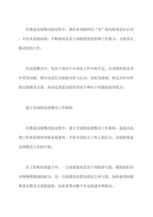 巡视整改问题思想剖析剖析