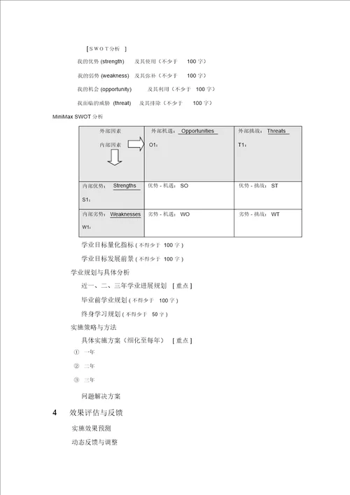 学业规划书格式模板