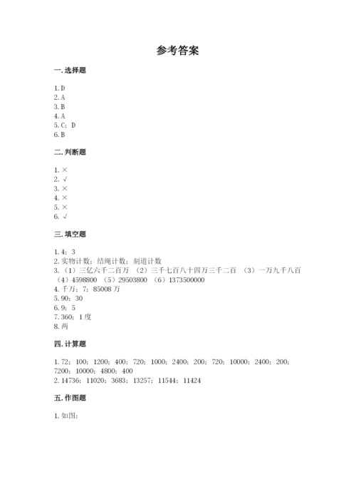 人教版四年级上册数学 期末测试卷及下载答案.docx