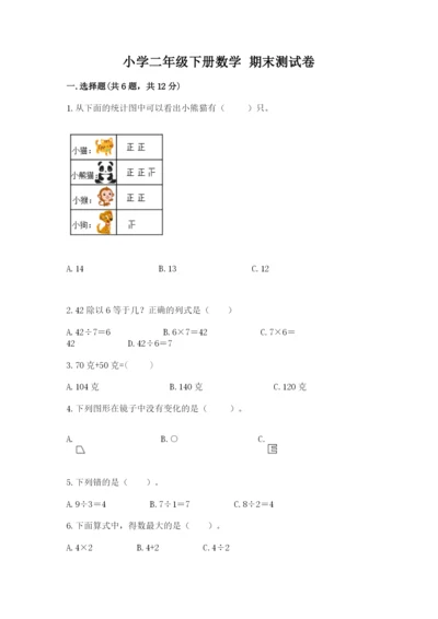 小学二年级下册数学 期末测试卷附完整答案（网校专用）.docx