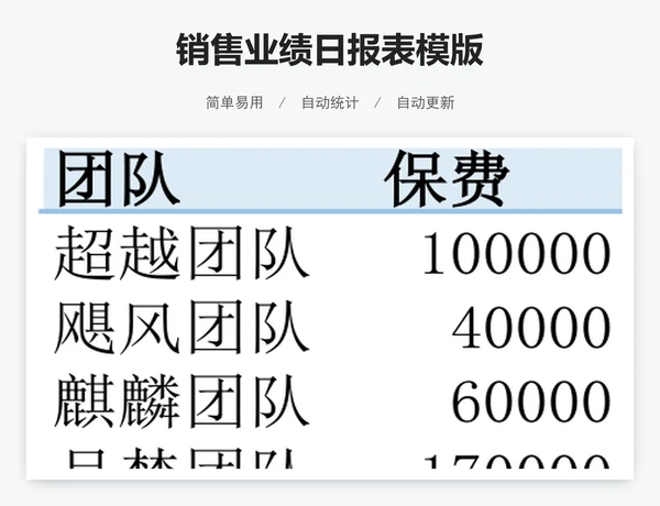 销售业绩日报表模版